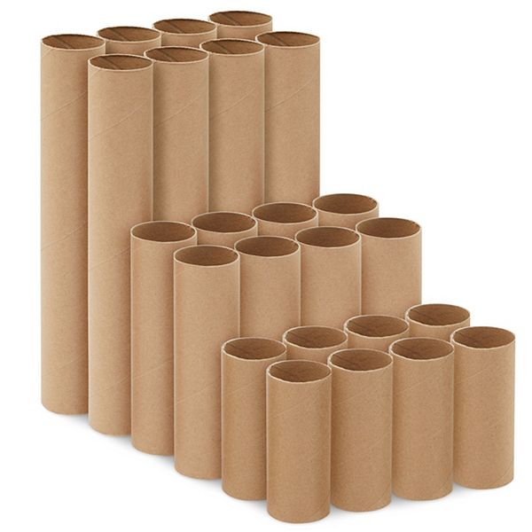 24 Empty Brown Cardboard Rolls For Crafts, Diy Projects, 3 Sizes, 4, 6, And 10" Juvale