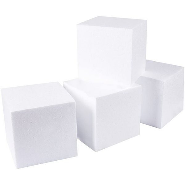 4 Pack Foam Cube Squares For Crafts, 6x6x6" White Blocks For, Diy Projects Juvale