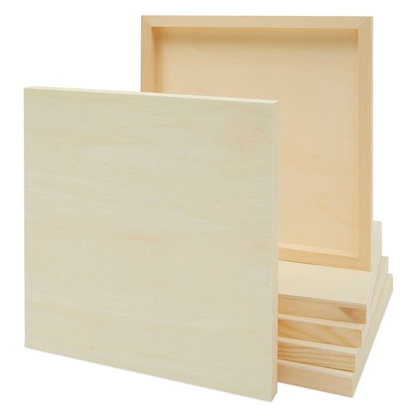 6 Pack Wood Canvas Boards For Painting, 12x12 Wooden Panels For Crafts Bright Creations