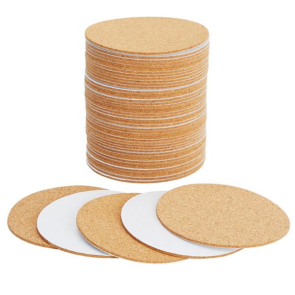 50 Pack Self-adhesive Cork Coaster Backing For Diy Crafts, 3.5 In, 1/8" Thick Juvale