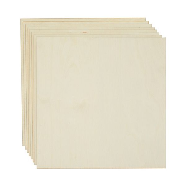 12x12 Wood Panels, Unfinished 3mm Birch Plywood Sheets (8 Pack) Bright Creations