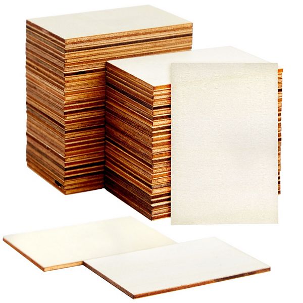 60 Pack Unfinished Wood Rectangles For Crafts, 2x3 Wooden Pieces For Painting Bright Creations