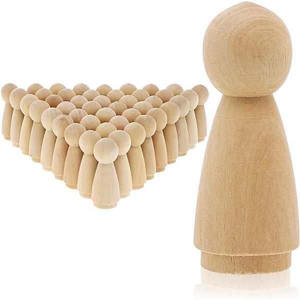 50 Pack Unfinished Wood Peg Dolls For Diy Crafts And Painting, 2 In Bright Creations