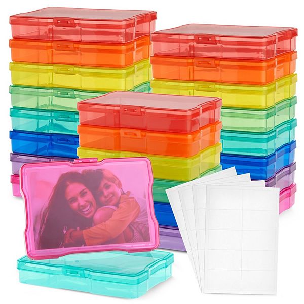 24-pack Photo Storage Boxes For 4x6 Pictures With 40 Blank Labels, Rainbow Color Bright Creations