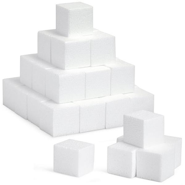 30 Pack Foam Craft Blocks For Modeling, 3 Inch Mini Square Cubes For Sculpting Bright Creations