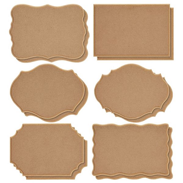 12-pack Unfinished Wooden Plaque Sign For Décor, 2 Each Of 6 Designs, 7.2 X 5" Juvale