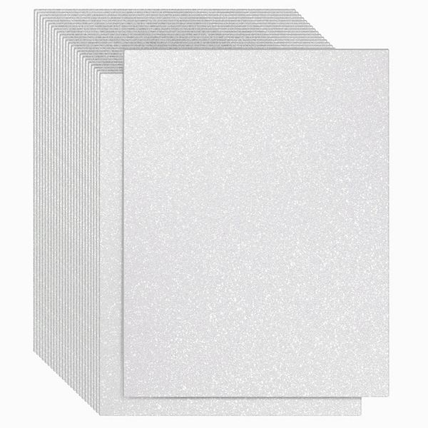 24 Sheets White Glitter Cardstock Diy Crafts, Scrapbooking, 280gsm, 8.5 X 11 In Bright Creations