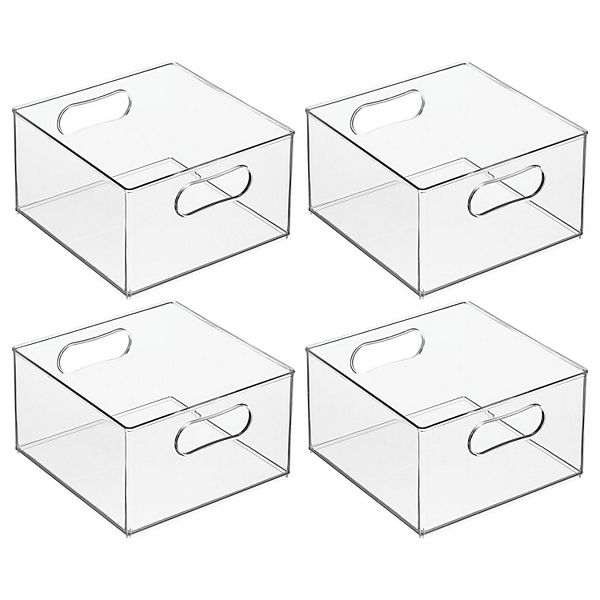 Mdesign Clear Plastic Stackable Bathroom Storage Organizer Bins With Handles - 4 Pack MDesign