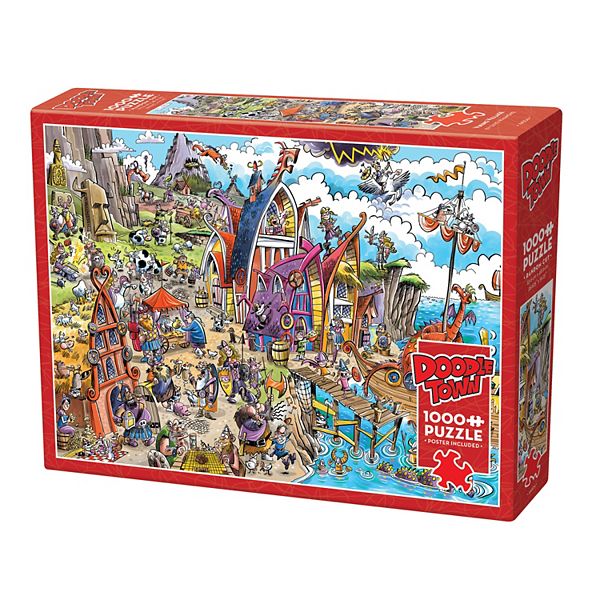 Cobble Hill DoodleTown: Viking Village 1000 Piece Puzzle Outset Media