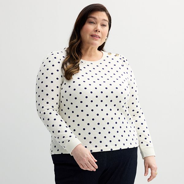 Plus Size Croft & Barrow® Button Shoulder Sweatshirt Croft & Barrow