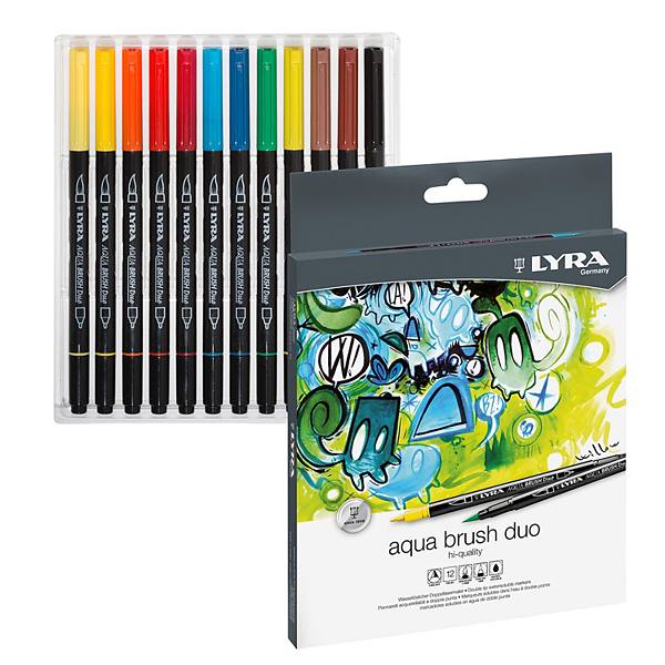 Dixon Lyra 12 Color Aqua Brush Duo Art Markers Set Dixon