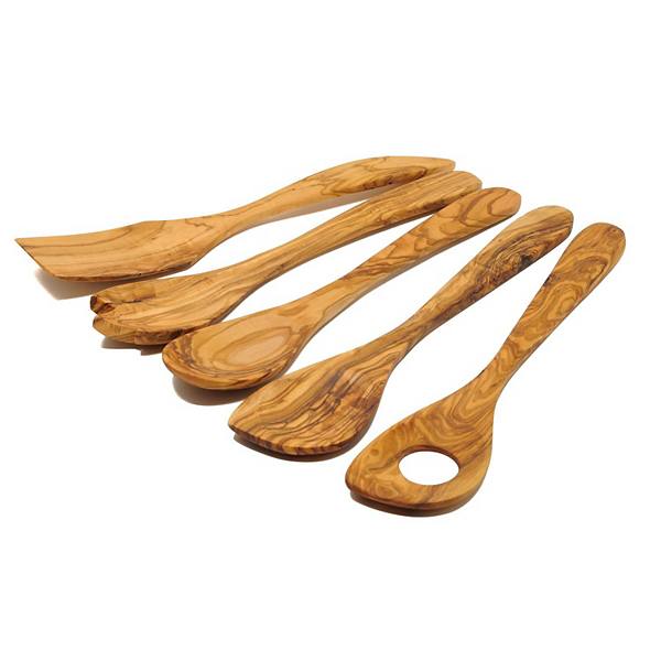 Olive Wood Utensil Set Of 5 BELDINEST