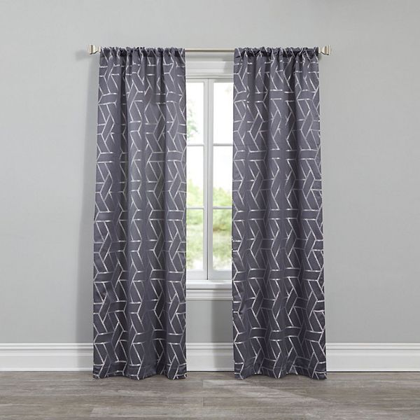 Brylanehome Geo Stud Jacquard Rod-pocket Panel Pair BrylaneHome