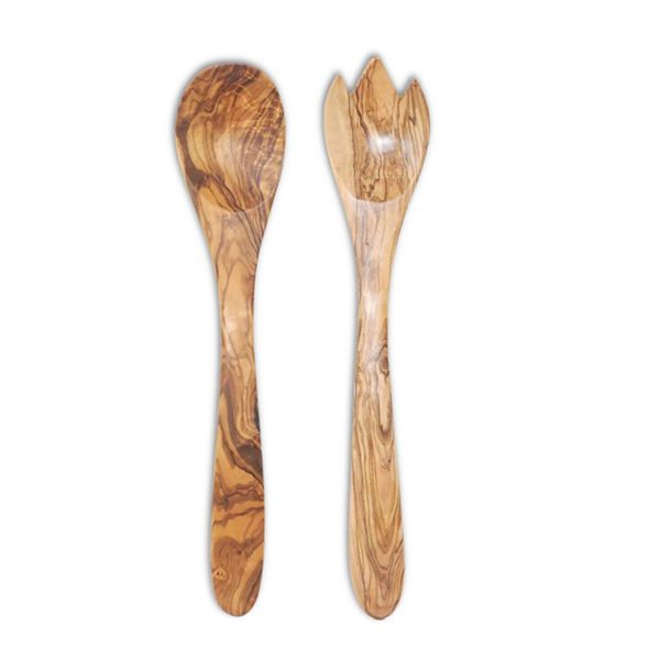 Beldinest Olive Wood Salad Servers ( Spoon And Spork - 12") BELDINEST