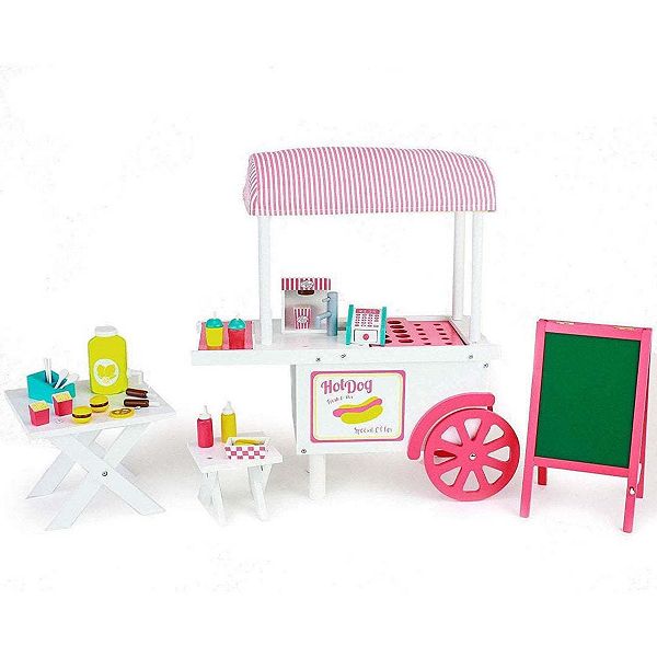 20 Piece Hot Dog Cart With Accessories Doll Furniture Playset Playtime by Eimmie