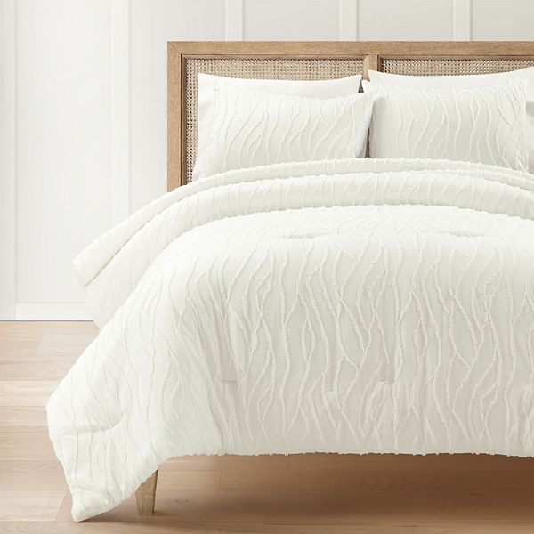 Lush Decor Jacquard Wave 3-Piece Soft White Comforter Set Lush Décor