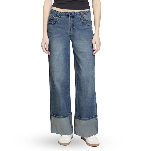 Juniors' Almost Famous High Rise Wide Leg Slouch Jeans Almost Famous