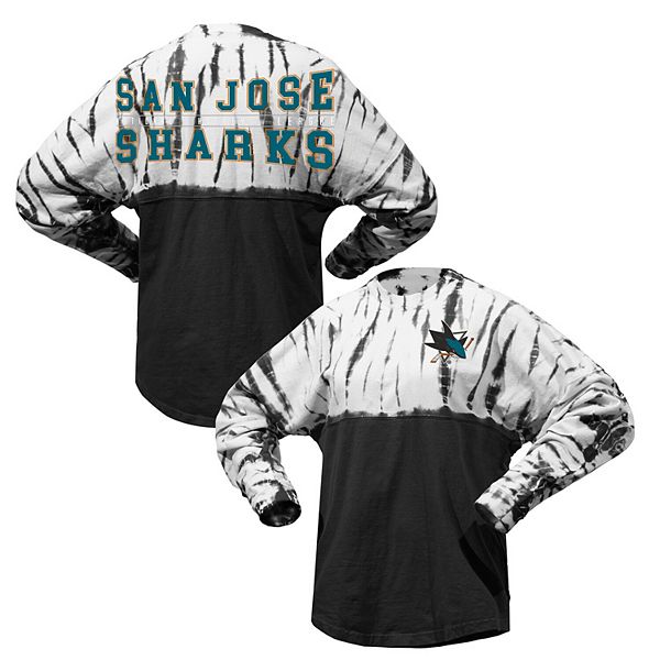 Унисекс Футболка Spirit Jersey Black San Jose Sharks Crystal Half Dye с Длинным Рукавом Spirit Jersey