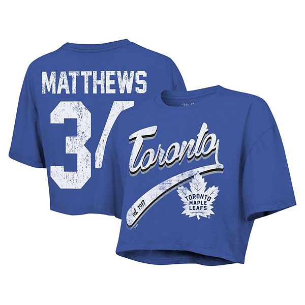 Женская Футболка Majestic Threads Auston Matthews Royal Toronto Maple Leafs Behind The Net Boxy Majestic Threads