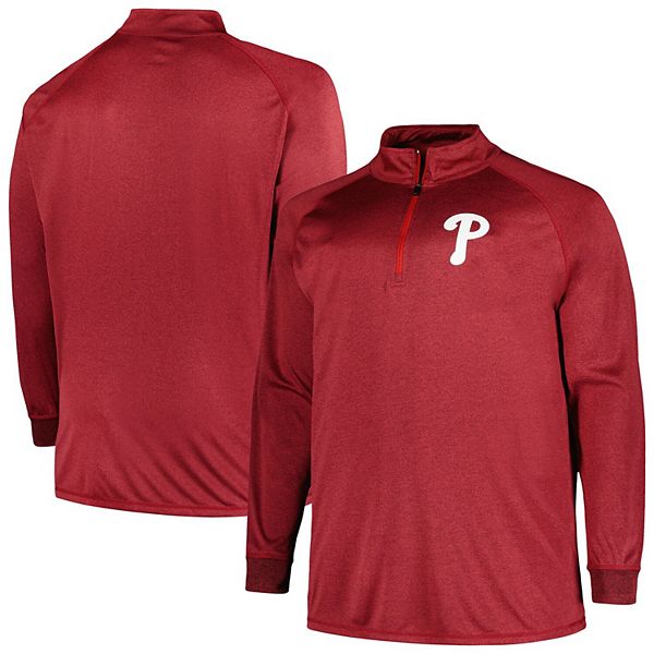 Мужская Футболка Profile Бургунди Philadelphia Phillies Big & Tall Raglan Quarter-Zip Profile