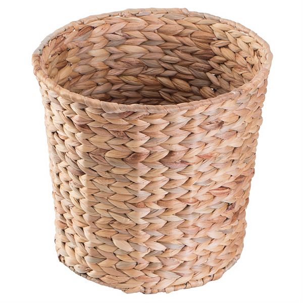 Natural Water Hyacinth Round Waste Basket - For Bathrooms, Bedrooms, or Offices Wickerwise