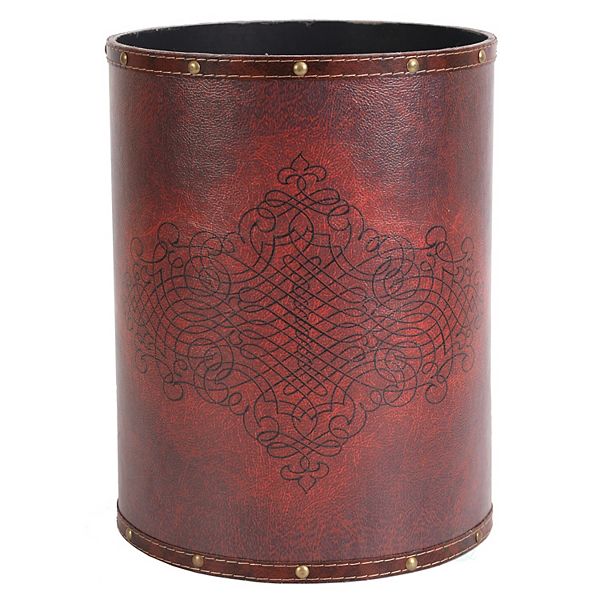 Vintiquewise Faux Leather Antique Design Waste Bin Vintiquewise