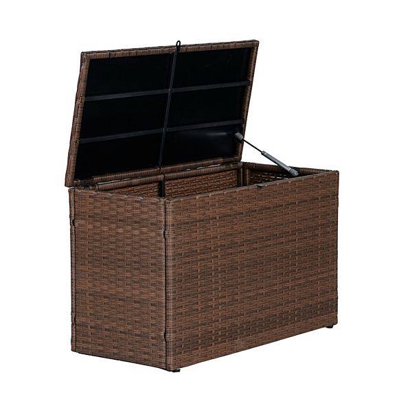 Nino 31.5" Modern Minimalist Outdoor Faux Wicker Deck And Patio Storage Box Happimess