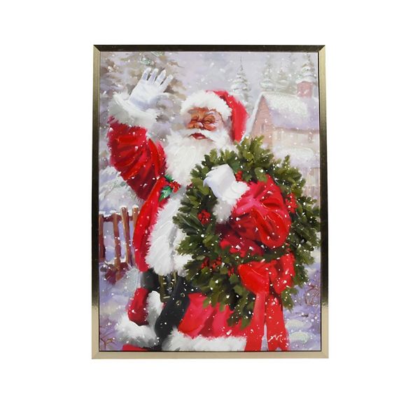 Embellished Christmas Santa Painted Canvas Wall Art Unbranded