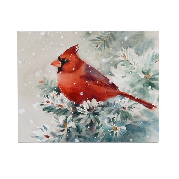 Light-Up Perched Winter Cardinal Canvas Wall Art Unbranded