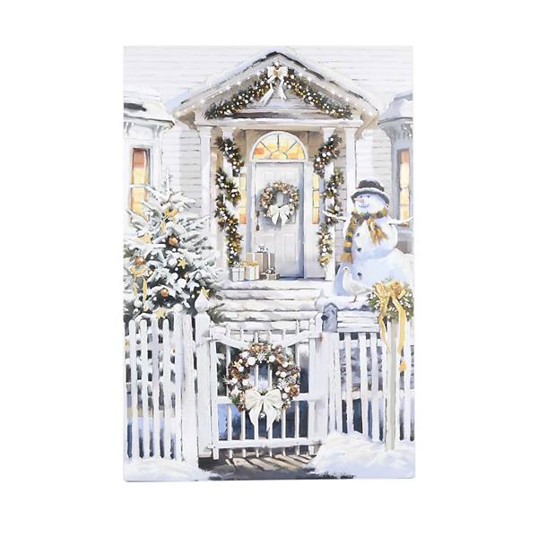 Snow Covered House Stoop LED Light-Up Canvas Wall Art Unbranded