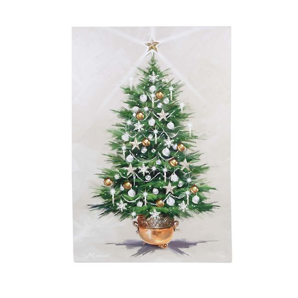 Embellished Christmas Tree Painted Canvas Wall Art Unbranded