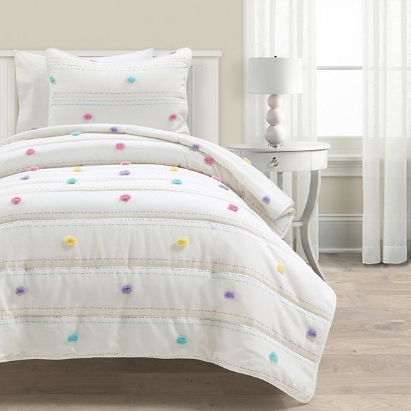 Lush Decor Kids Rainbow Pom Pom And Stripes Quilt Set Lush Décor