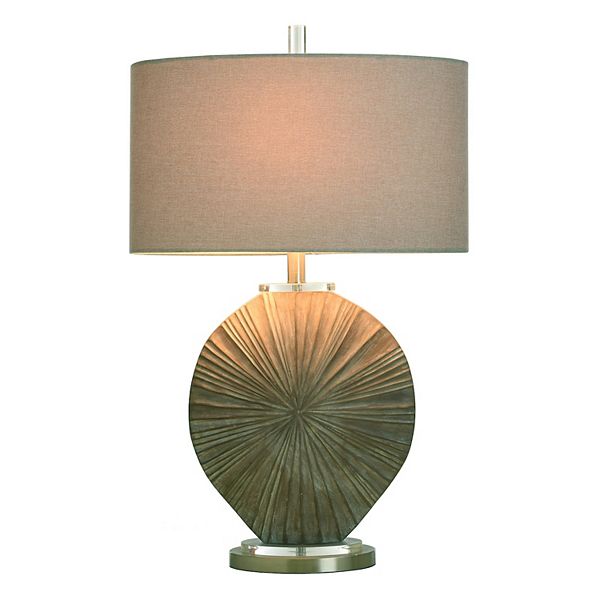 Silver Burst Table Lamp with Taupe Lamp Shade Unbranded