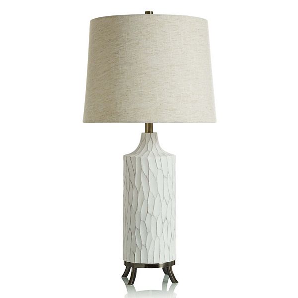 Waylon White Table Lamp with Oatmeal Lamp Shade Unbranded