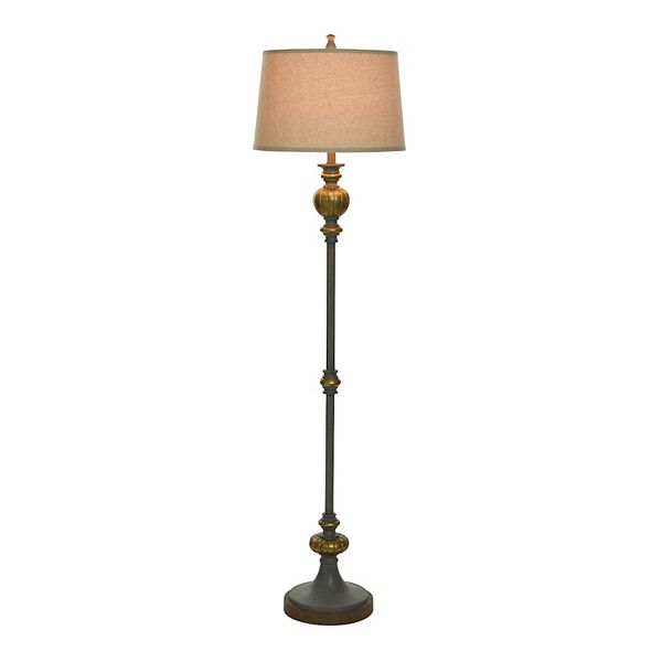 Aged Gold Floor Lamp with Tan Lamp Shade Unbranded