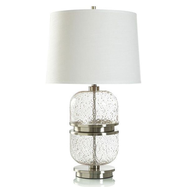 Clear Ash Table Lamp with White Lamp Shade Unbranded