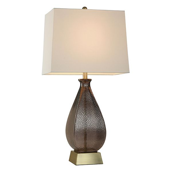 Grey Dimpled Table Lamp with White Lamp Shade Unbranded