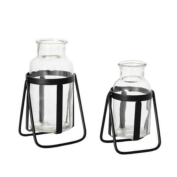 Bottle Vase With Metal Base Table Decor 2-piece Set Sullivan's