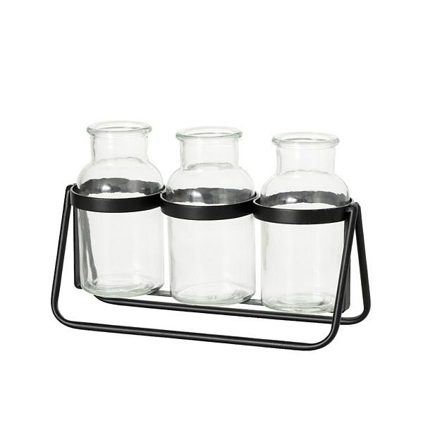 Bottle Vase Trio On Metal Base Table Decor Sullivan's