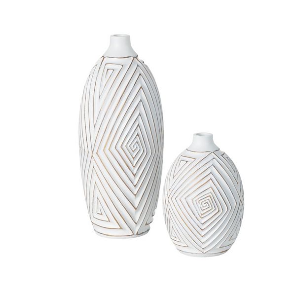 Sullivan's Gold-Tone Brushed Zig Zag Spiral Vases 2-piece Set Sullivan's