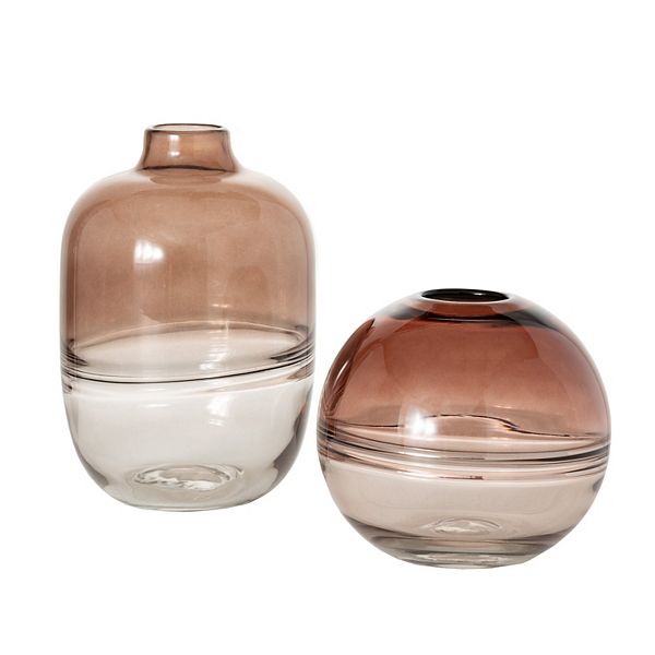 Warm Taupe Swirl Glass Vases Table Decor 2-piece Set Sullivan's