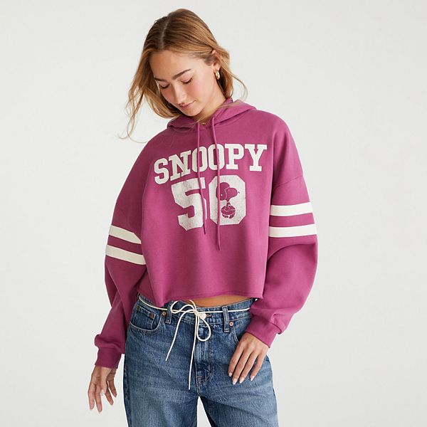 Juniors' Aeropostale Peanuts Snoopy 50 Cropped Pullover Hoodie AEROPOSTALE