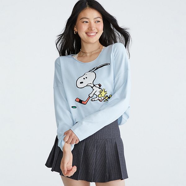 Juniors' Aeropostale Peanuts Snoopy Hockey Long Sleeve Tee AEROPOSTALE