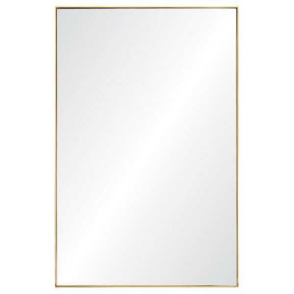 32" Gold Leaf Finish Streamlined Rectangular Framed Wall Mirror Signature Home Collection