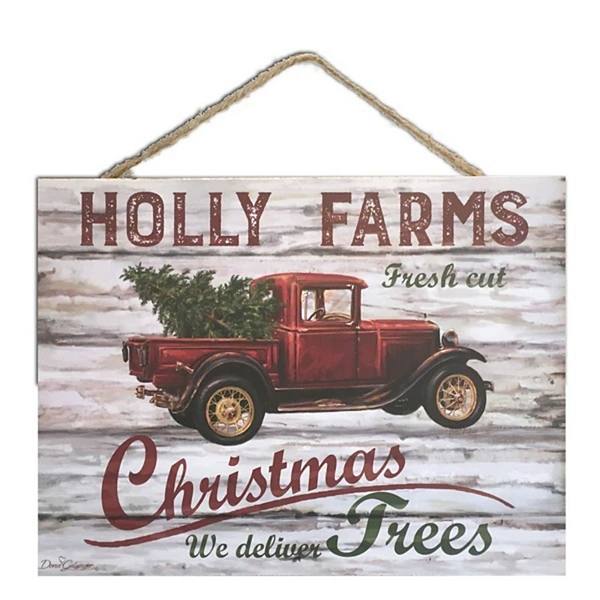 Ностальгическая прямоугольная табличка HOLLY FARMS 18x25 см с веревочной петлей Glow Decor