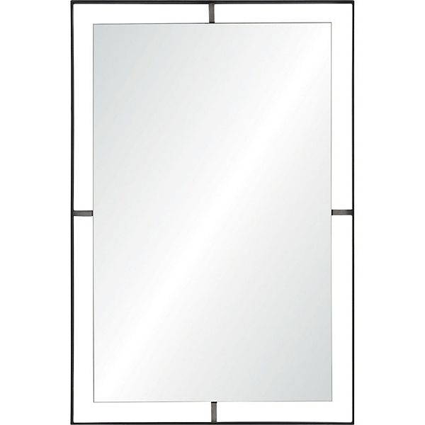 30.5" Black Semi-Detached Framed Rectangular Wall Mirror Signature Home Collection