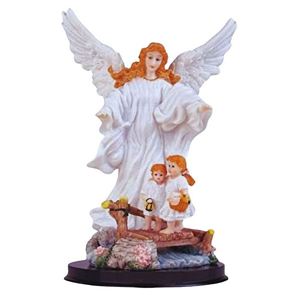 FC Design 9"H White Guardian Angel with Children Statue Holy Figurine Religious Decoration F.C Design