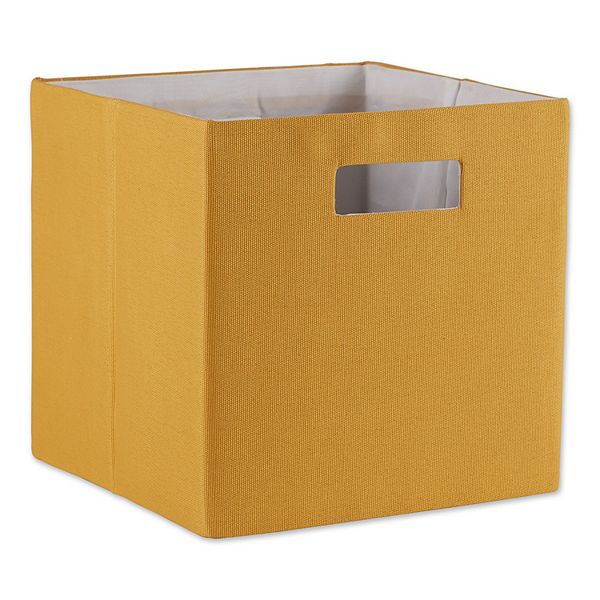 11" Honey Gold Solid Cube Square Storage Bin Contemporary Home Living