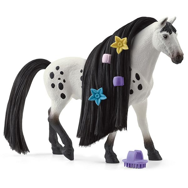 Schleich Beauty Horse: Knabstrupper Stallion White & Black Horse Figurine & Hair Styling Accessories Schleich