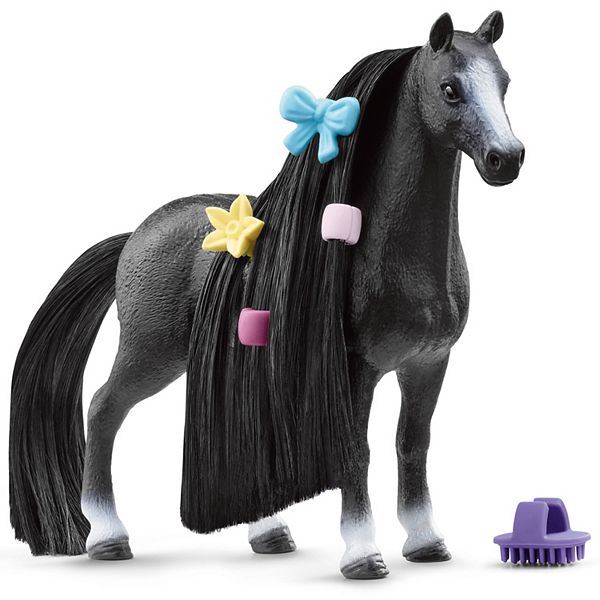 Schleich Beauty Horse: Quarter Horse Mare Black Horse Figurine & Hair Styling Accessories Schleich